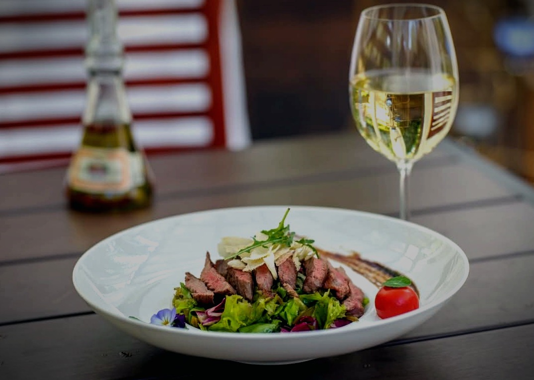 Beef and seasonal salad course by Chef Djordjo Cetkovic